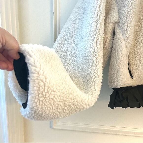 Ena Pelly PIA Faux Fur Shearling Bomber Jacket Cream and Black NWT Sz 6 - Picture 9 of 15